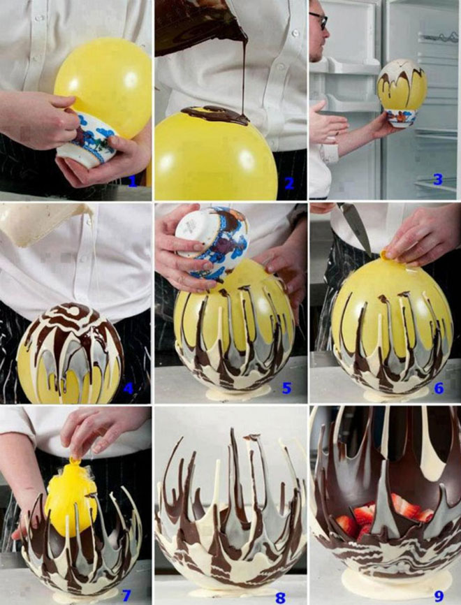 Utilisée un ballon pour donner une forme au chocolat